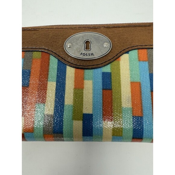Fossil Key Per Zip Around Women’s Wallet Multicolor‎ Striped - Picture 9 of 9